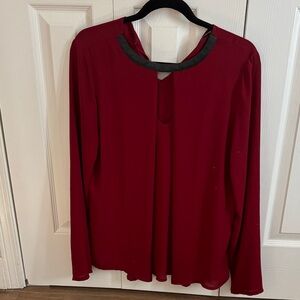 Elegant Red Women's Top with Black Trim